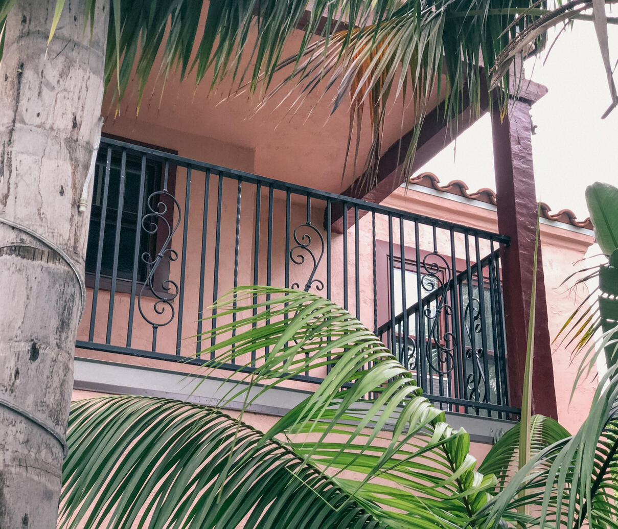 Decorative metal balcony guardrail - Point Loma Decorative metal balcony guardrail - Point Loma